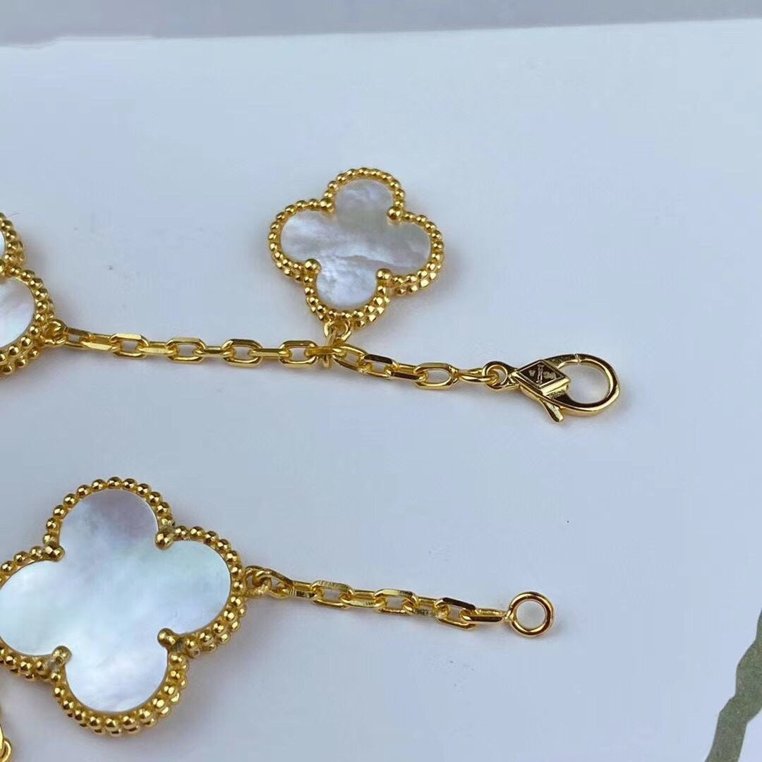 Van Cleef & Arpels MAGIC CLOVER MOP PINK GOLD BRACELET 5 MOTIFS