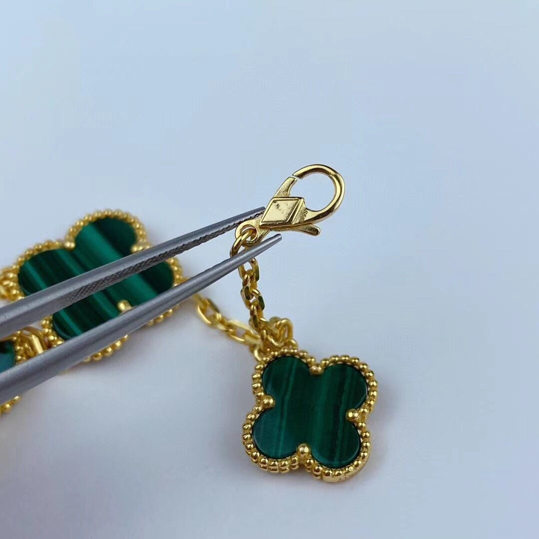Van Cleef & Arpels MAGIC CLOVER MALACHITE GOLD BRACELET 5 MOTIFS