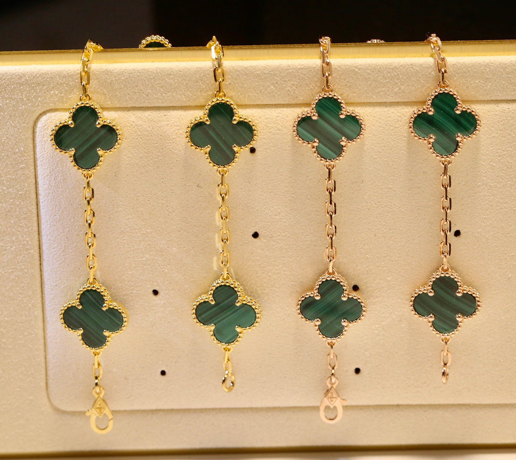 Van Cleef & Arpels CLOVER MALACHITE BRACELET 5 MOTIFS