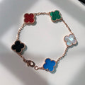 Van Cleef & Arpels CLOVER MULTICOLOR PINK GOLD BRACELET 5 MOTIFS