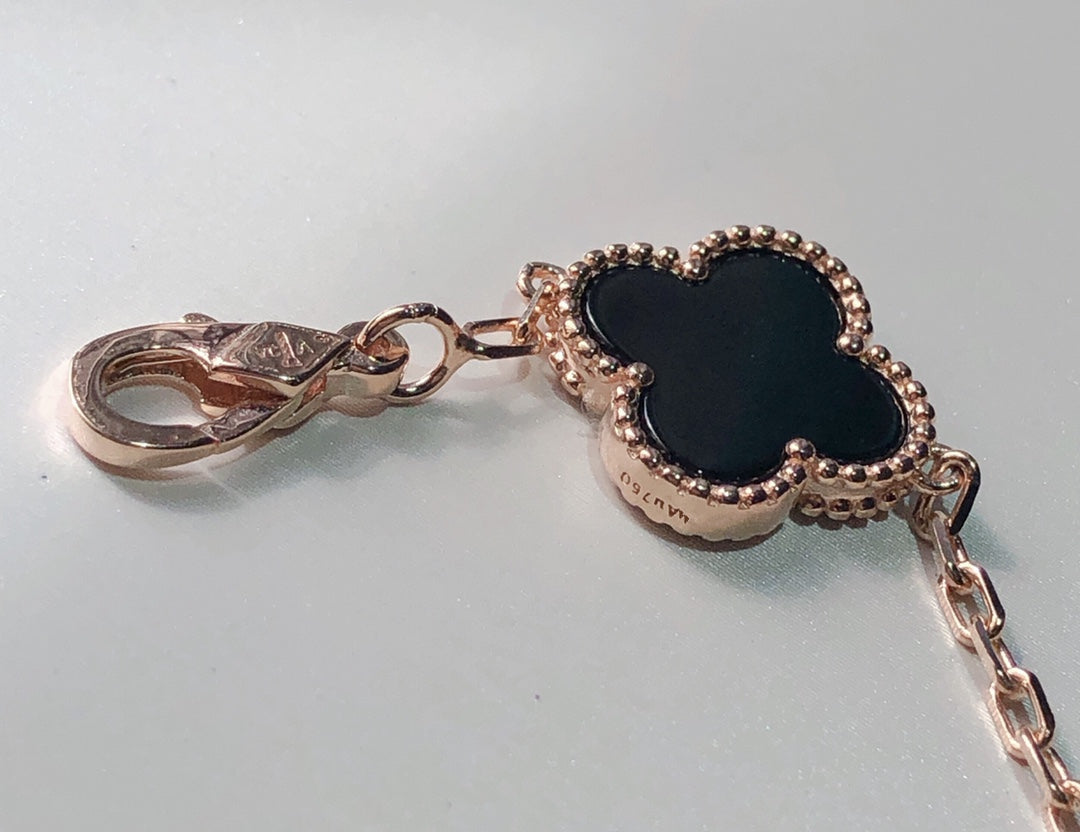 Van Cleef & Arpels CLOVER MULTICOLOR PINK GOLD BRACELET 5 MOTIFS