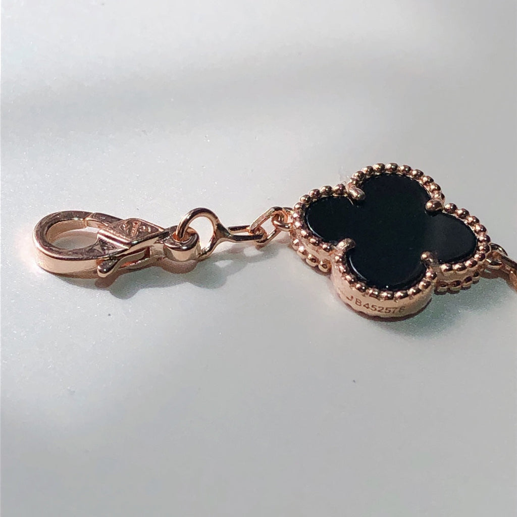 Van Cleef & Arpels CLOVER MULTICOLOR PINK GOLD BRACELET 5 MOTIFS