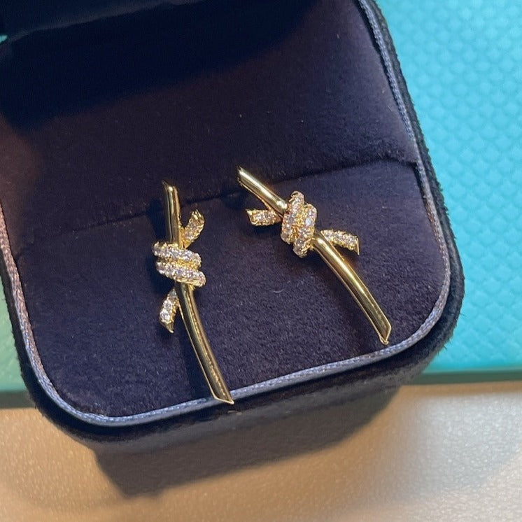 TIFFANY KNOT EARRINGS GOLD DIAMOND
