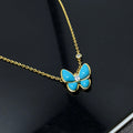 Van Cleef & Arpels BUTTERFLY TURQUOISE GOLD NECKLACE