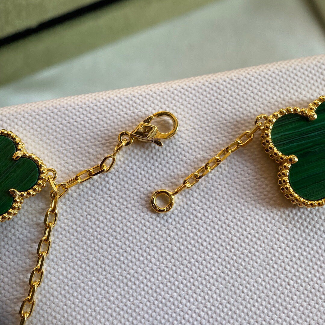 Van Cleef & Arpels CLOVER BRACELET 5 MOTIFS MALACHITE GOLD