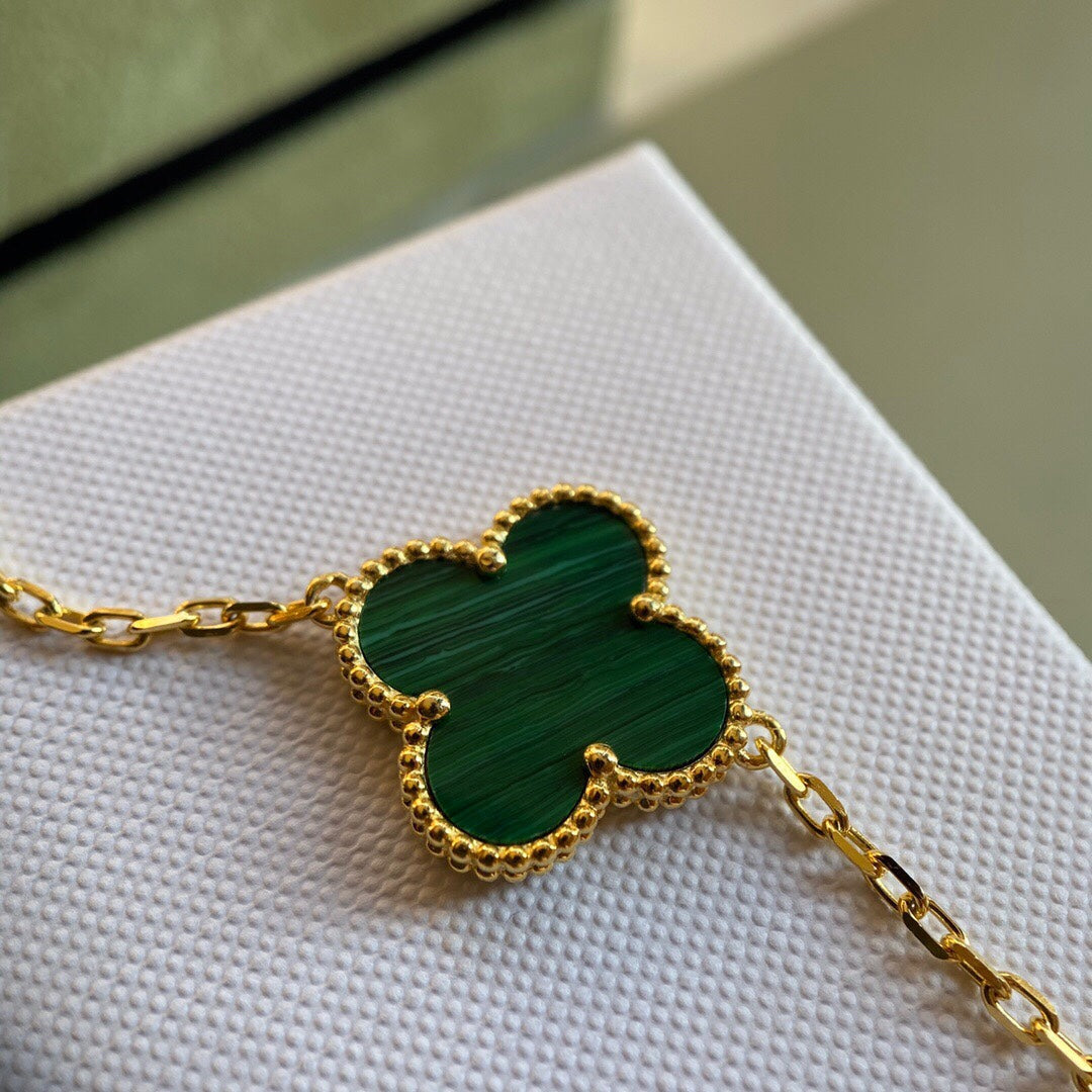 Van Cleef & Arpels CLOVER BRACELET 5 MOTIFS MALACHITE GOLD
