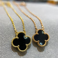 Van Cleef & Arpels CLOVER PEDANT ONYX NECKLACE