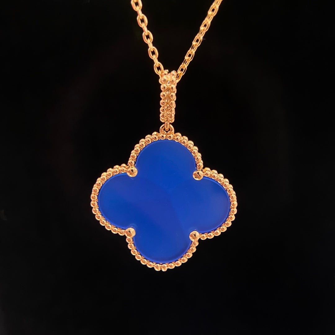 Van Cleef & Arpels CLOVER PINK GOLD TURQUOISE NECKLACE