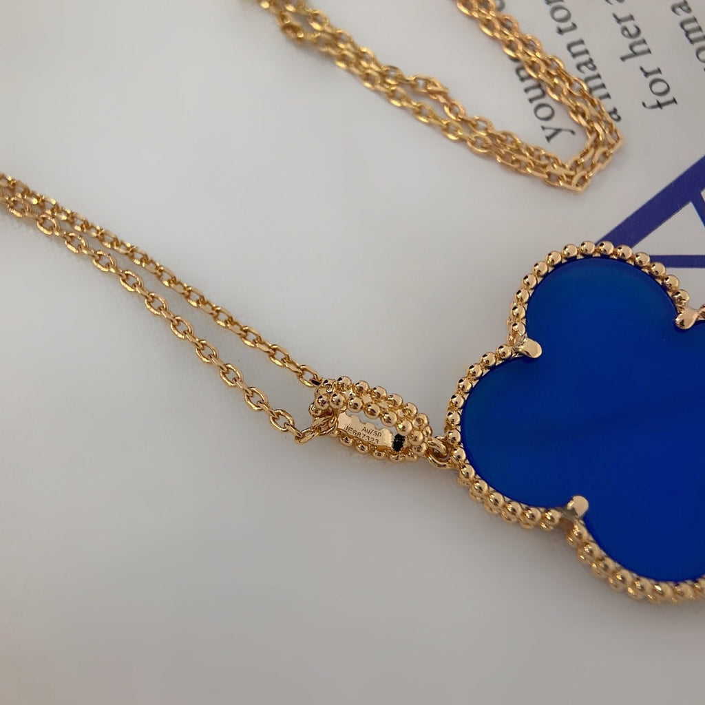 Van Cleef & Arpels CLOVER PINK GOLD TURQUOISE NECKLACE
