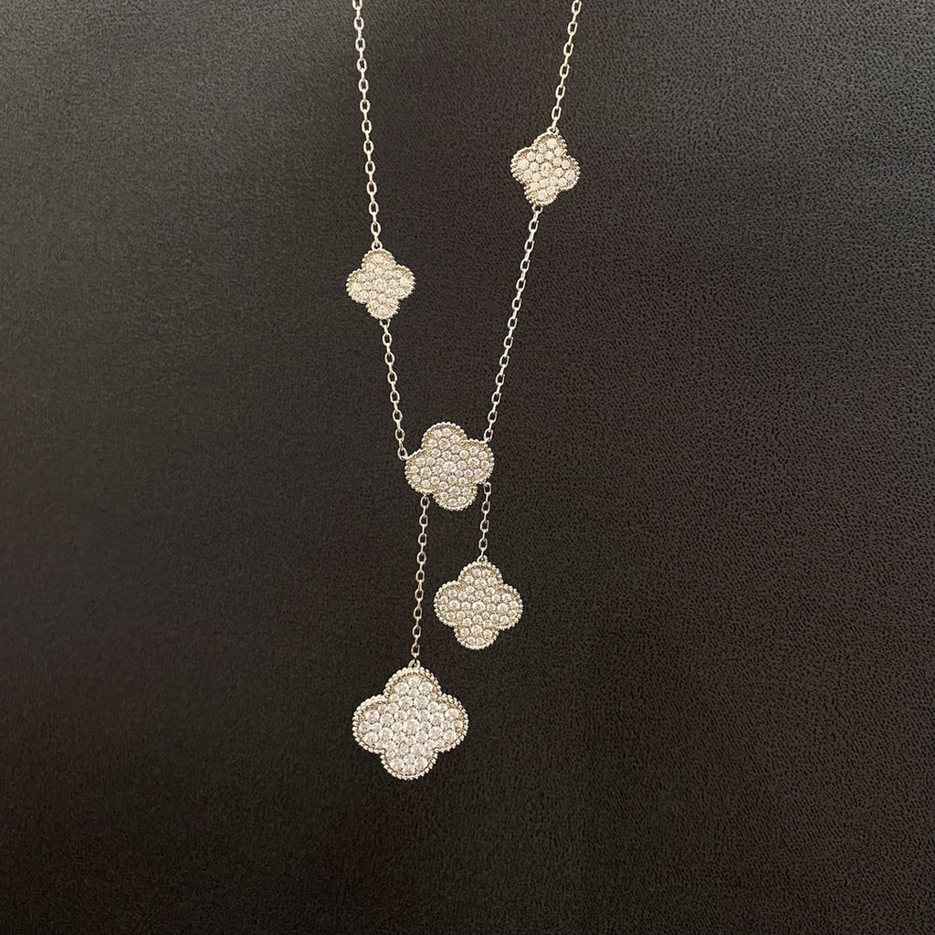 Van Cleef & Arpels CLOVER 6 MOTIFS SILVER DIAMONDS NECKLACES