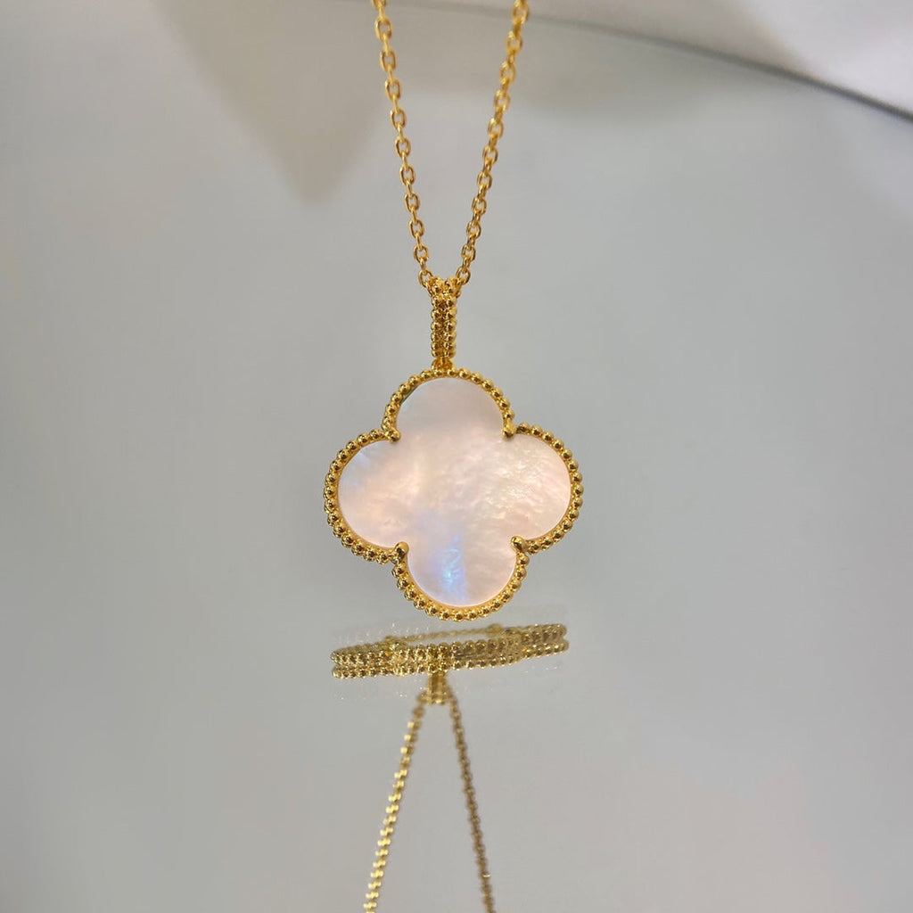 Van Cleef & Arpels CLOVER PINK MOP GOLD NECKLACE