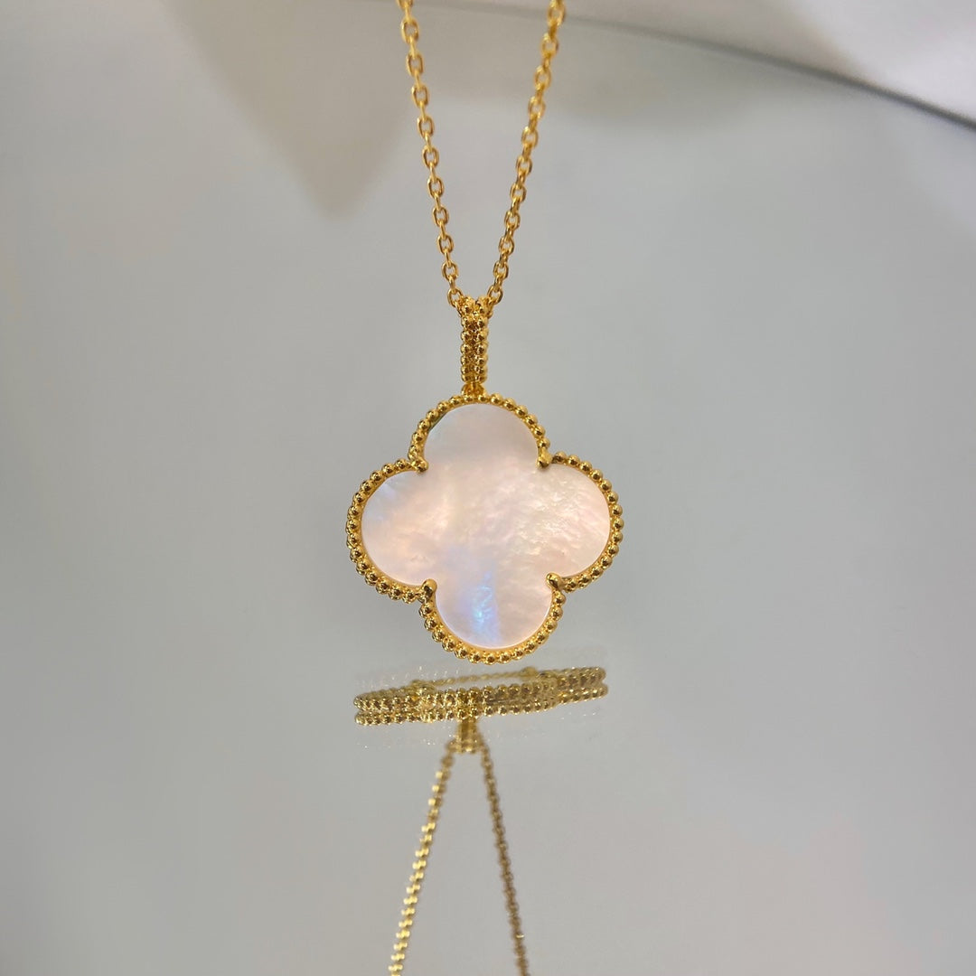 Van Cleef & Arpels CLOVER PINK MOP GOLD NECKLACE
