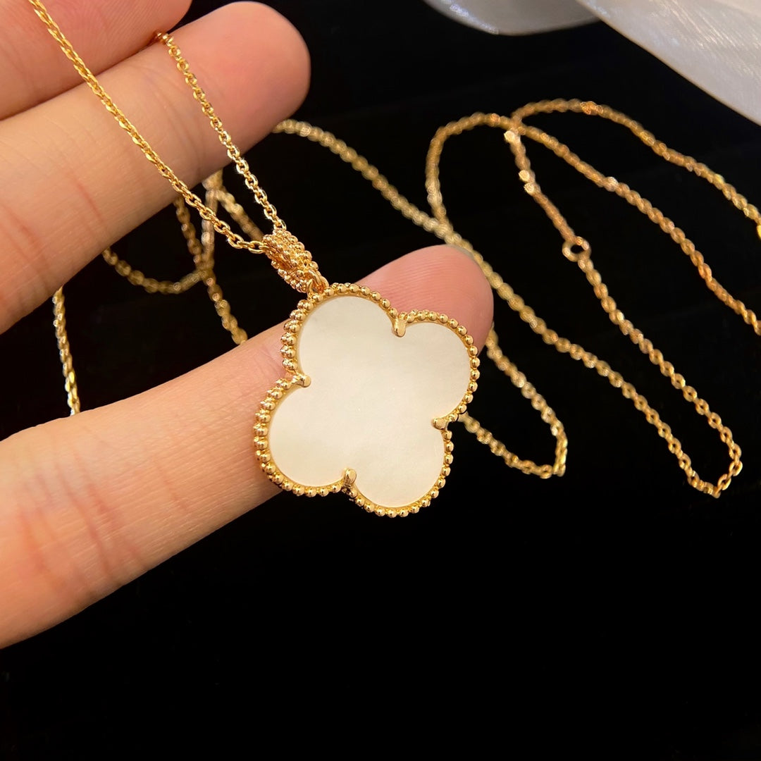 Van Cleef & Arpels CLOVER PINK MOP GOLD NECKLACE