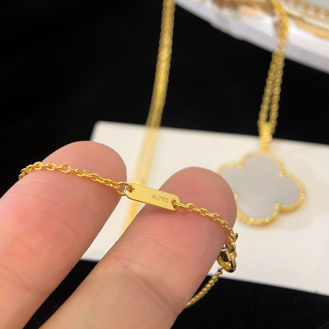 Van Cleef & Arpels CLOVER PINK MOP GOLD NECKLACE