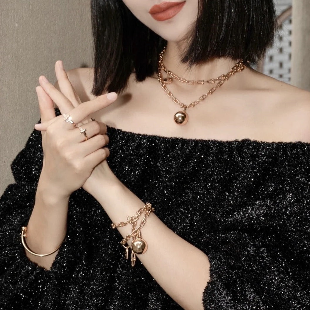 TIFFANY HARDWEAR PINK GOLD WRAP NECKLACE