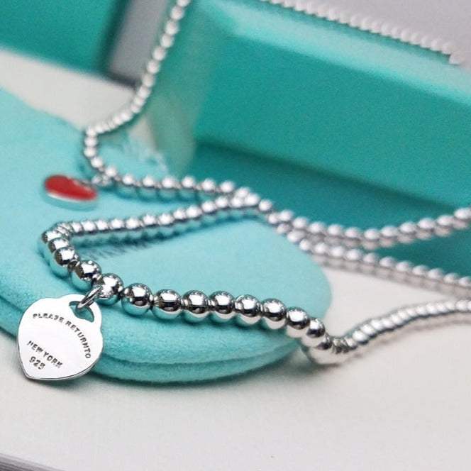 TIFFANY HEART PEDANT SILVER BALL CHAIN NECKLACE
