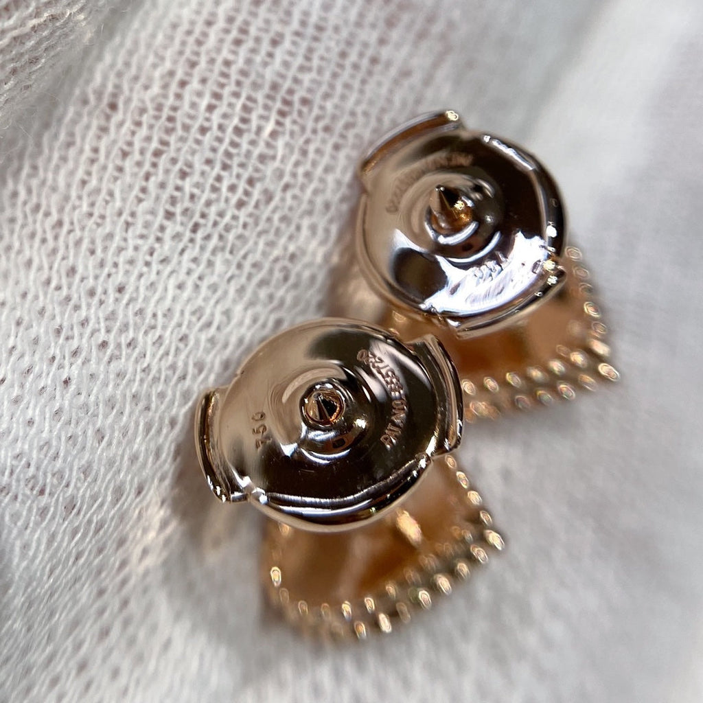 Van Cleef & Arpels HEART CARNELIAN PINK GOLD STUD EARRINGS