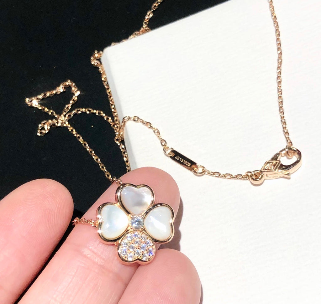 Van Cleef & Arpels CLOVER MOP DIAMOND PINK GOLD NECKLACE