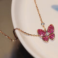 Van Cleef & Arpels BUTTERFLY RED DIAMOND PINK GOLD NECKLACE
