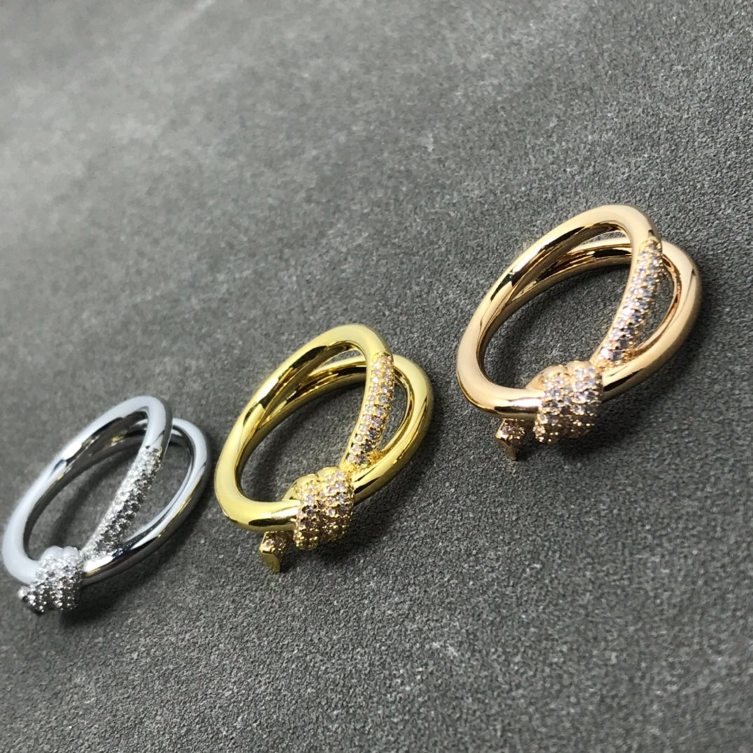 TIFFANY KNOT RING DOUBLE ROW DIAMOND
