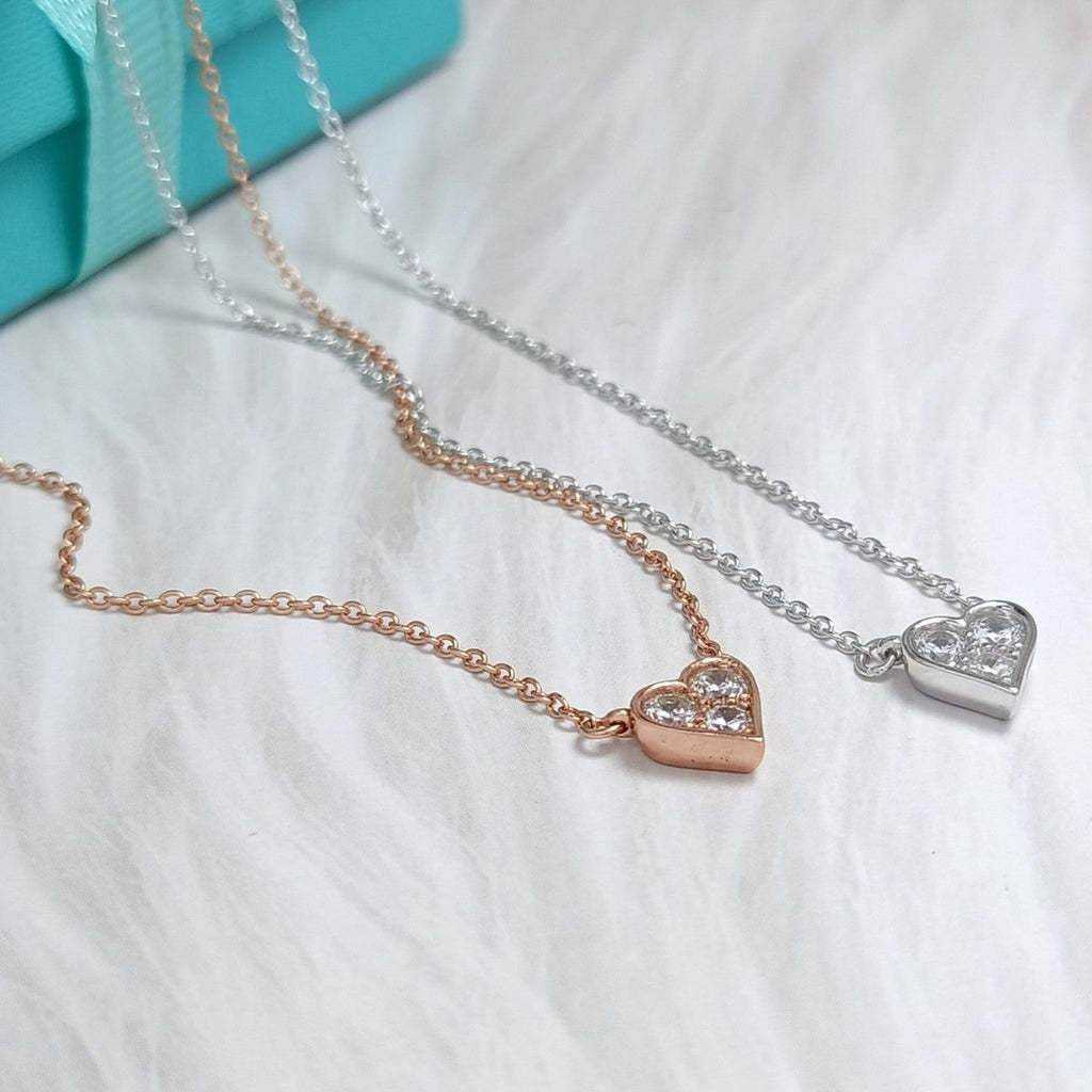 TIFFANY HEART 3 DIAMONDS PEDANT NECKLACE