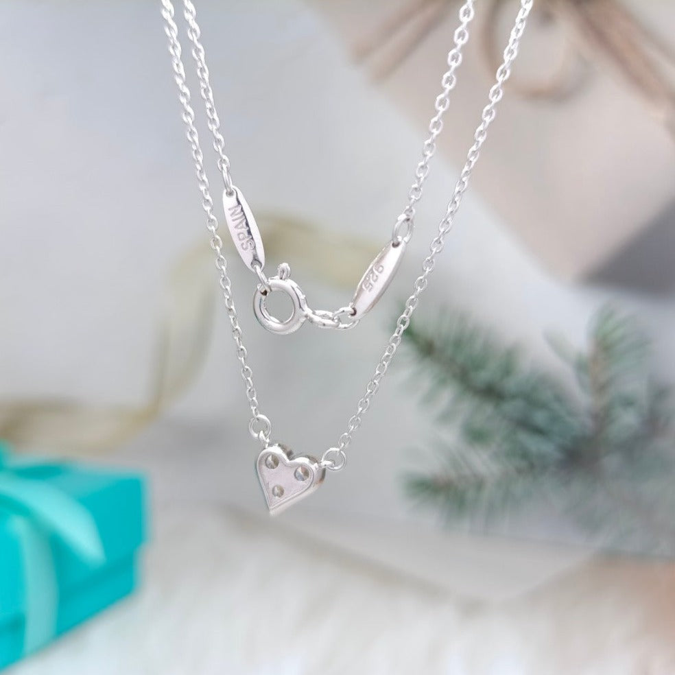 TIFFANY HEART 3 DIAMONDS PEDANT NECKLACE