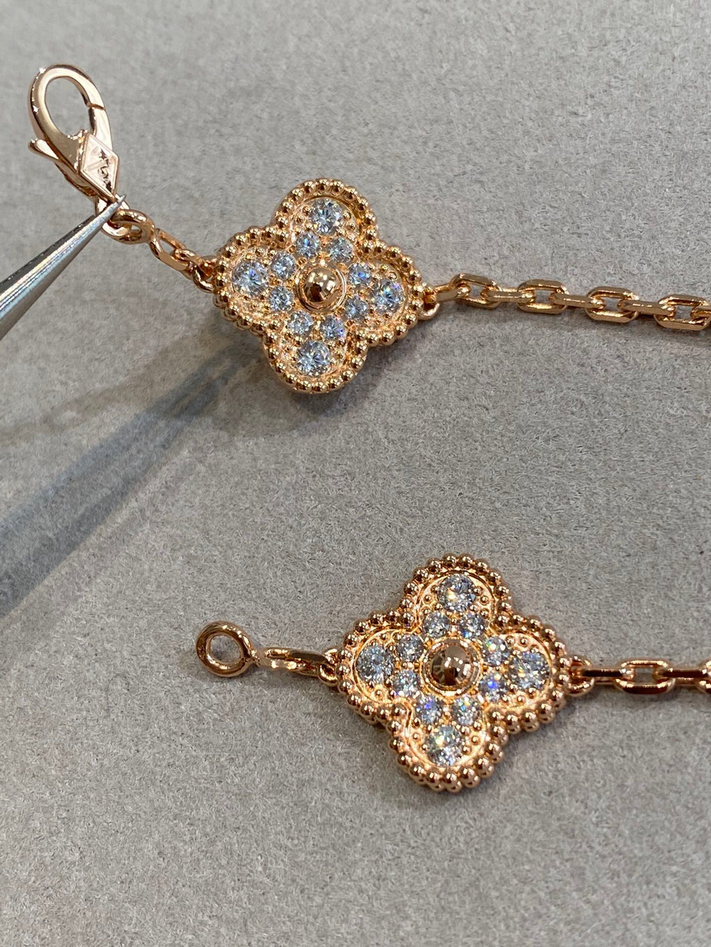 Van Cleef & Arpels CLOVER 5 MOTIFS PINK GOLD DIAMOND BRACELET