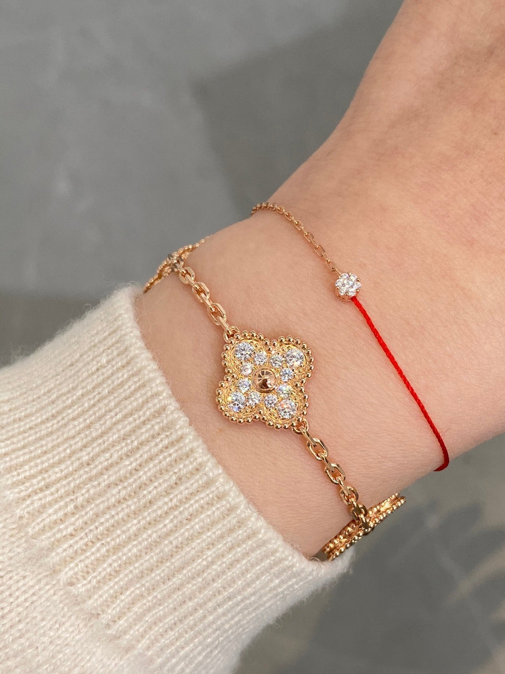 Van Cleef & Arpels CLOVER 5 MOTIFS PINK GOLD DIAMOND BRACELET