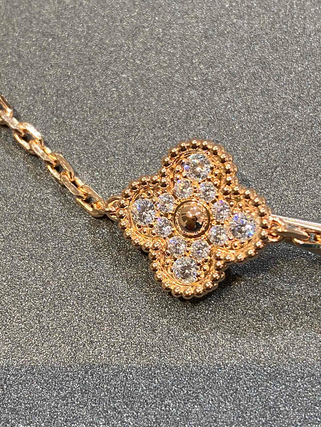 Van Cleef & Arpels CLOVER 5 MOTIFS PINK GOLD DIAMOND BRACELET