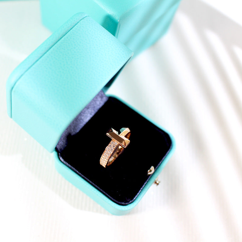 TIFFANY T1 NARROW DIAMOND PINK GOLD RING