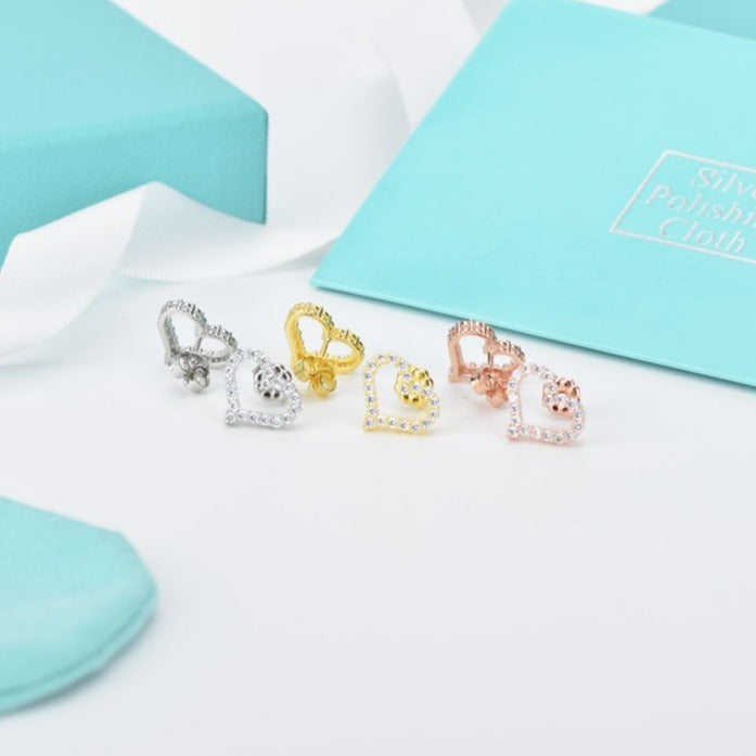 TIFFANY OPEN HEART STUD DIAMOND EARRINGS