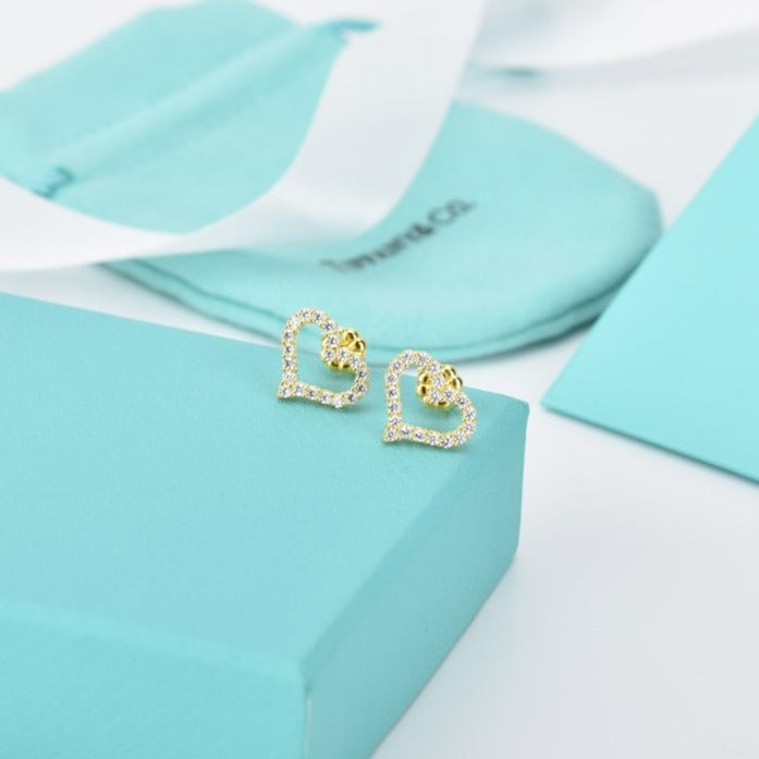 TIFFANY OPEN HEART STUD DIAMOND EARRINGS