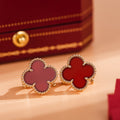Van Cleef & Arpels CLOVER MEDIUM CARNELIAN PINK GODL EARRINGS