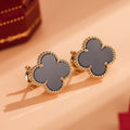 Van Cleef & Arpels CLOVER MEDIUM ONYX PINK GODL EARRINGS