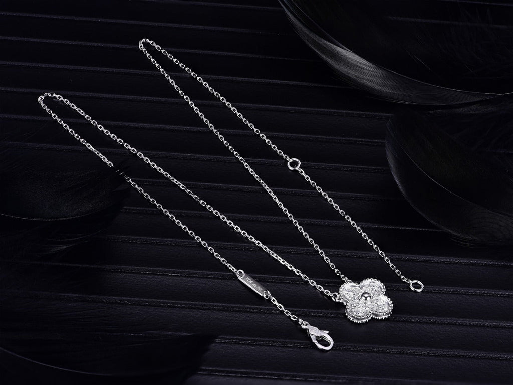Van Cleef & Arpels CLOVER SILVER DIAMOND NECKLACE