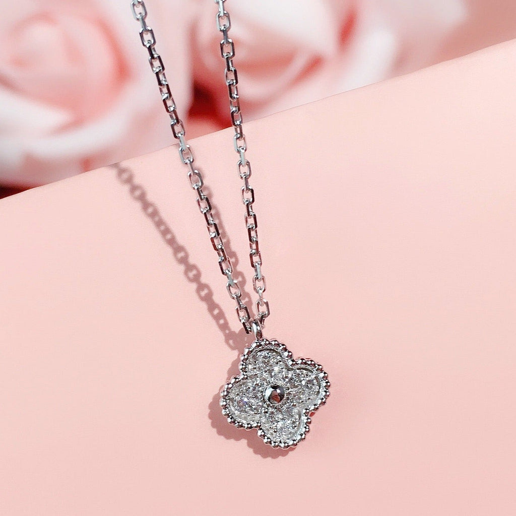 Van Cleef & Arpels CLOVER SILVER DIAMOND NECKLACE