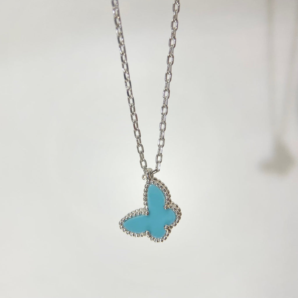 Van Cleef & Arpels BUTTERFLY PEDANT SILVER TURQUOISE NECKLACE