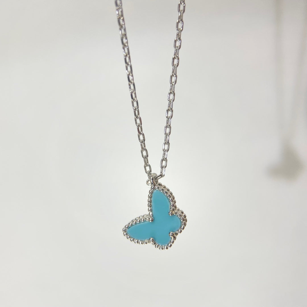Van Cleef & Arpels BUTTERFLY PEDANT SILVER TURQUOISE NECKLACE
