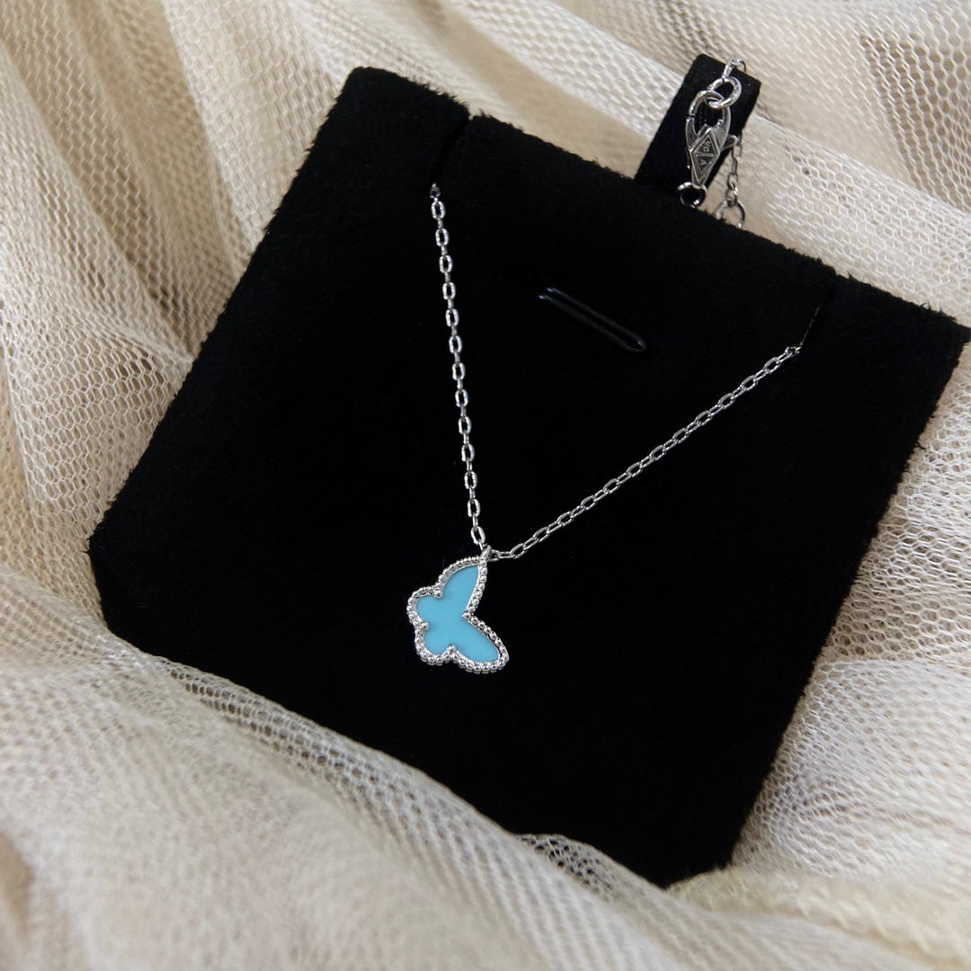 Van Cleef & Arpels BUTTERFLY PEDANT SILVER TURQUOISE NECKLACE
