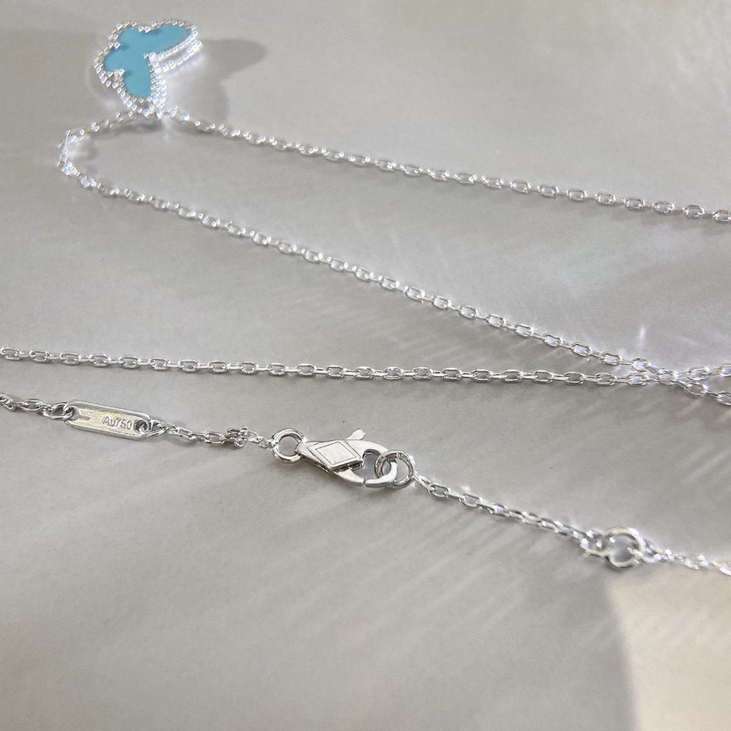 Van Cleef & Arpels BUTTERFLY PEDANT SILVER TURQUOISE NECKLACE
