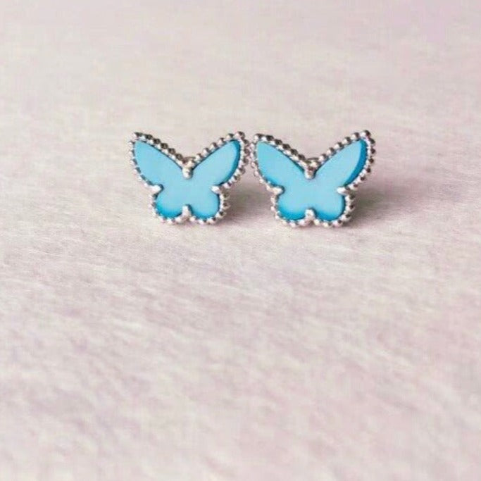 Van Cleef & Arpels BUTTERFLY TURQUOISE SILVER EARRINGS