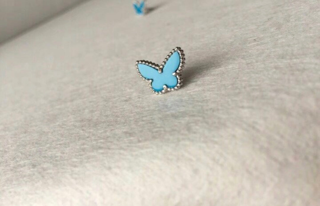 Van Cleef & Arpels BUTTERFLY TURQUOISE SILVER EARRINGS