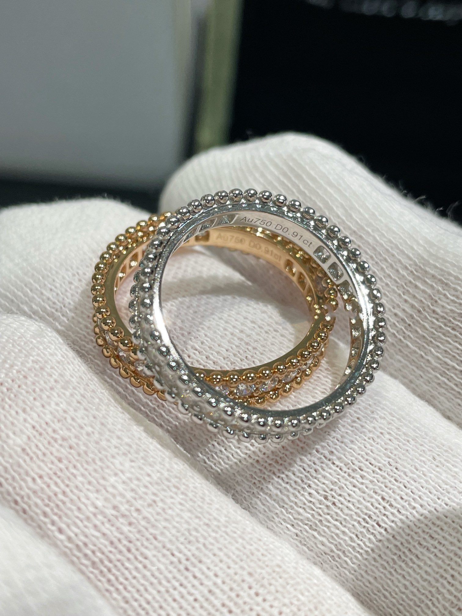 Van Cleef & Arpels PERLEE DIAMOND PINK GOLD RING