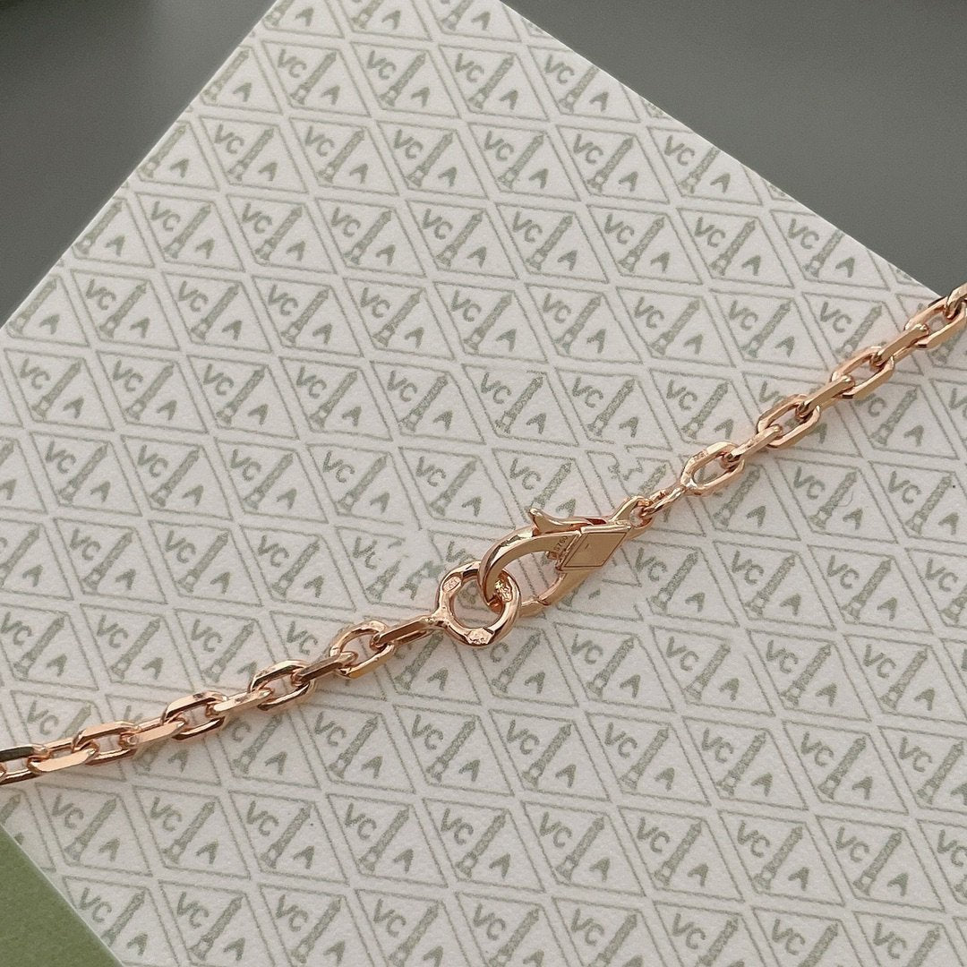 Van Cleef & Arpels LUCKY SPRING 15 MOTIFS PINK GOLD NECKLACE