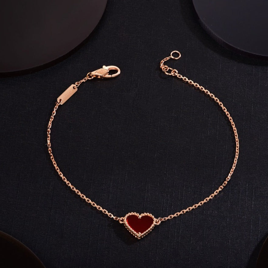 Van Cleef & Arpels HEART CARNELIAN PINK GOLD BRACELET