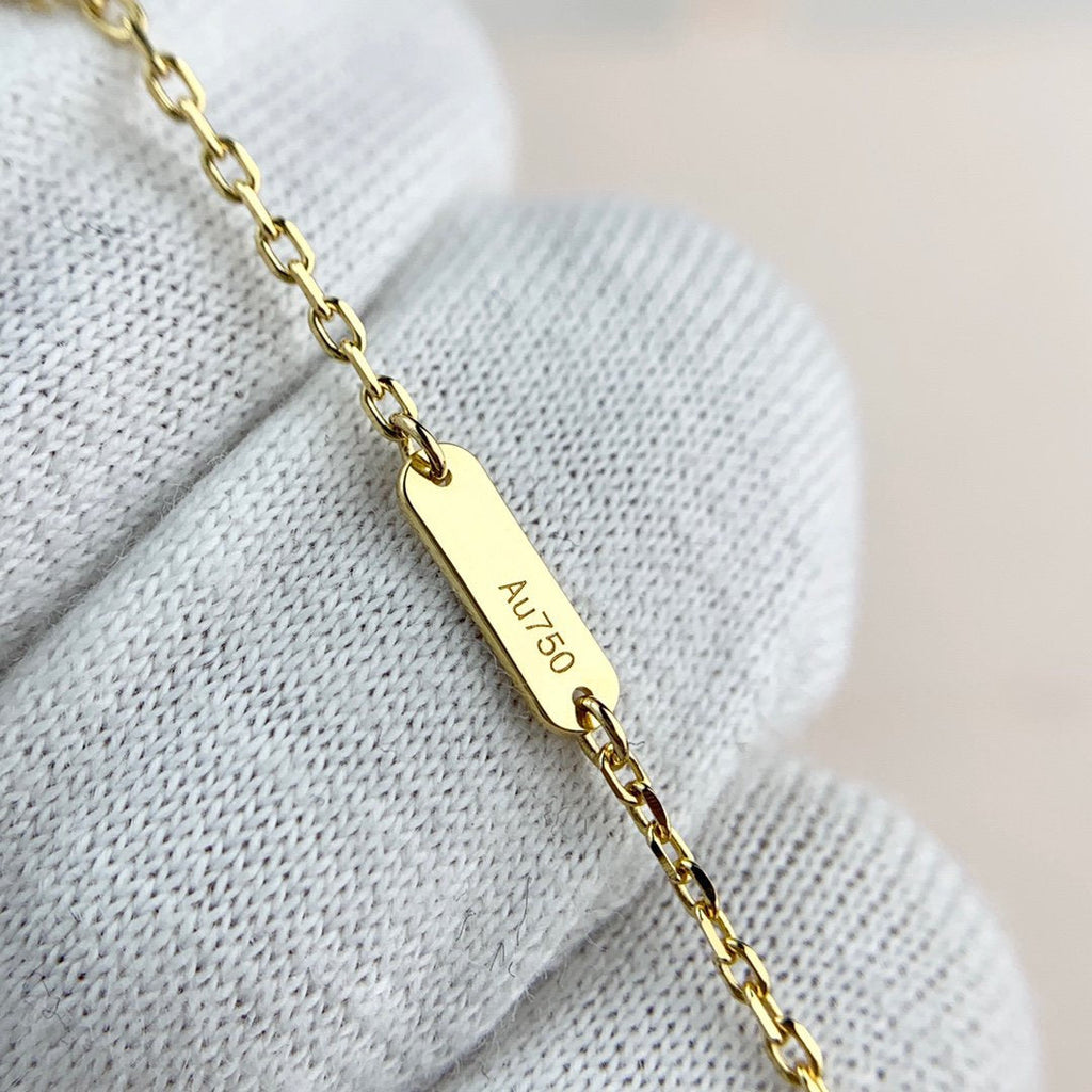 Van Cleef & Arpels CLOVER PEDANT PINK MOP GOLD NECKLACE