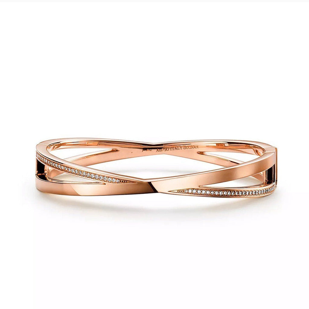 TIFFANY NARROW HINGED BANGLEIN WITH DIAMONDS SMALL