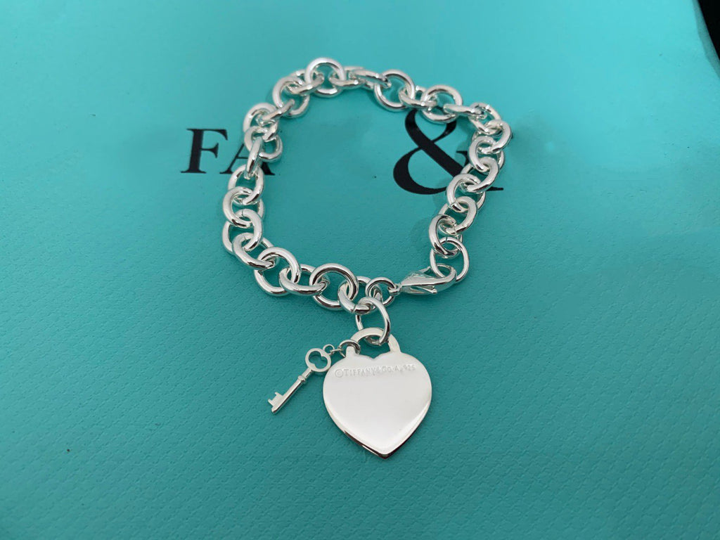 TIFFANY KEY HEART CARD CHUNKY INTERLOCKING BRACELET LENGTH