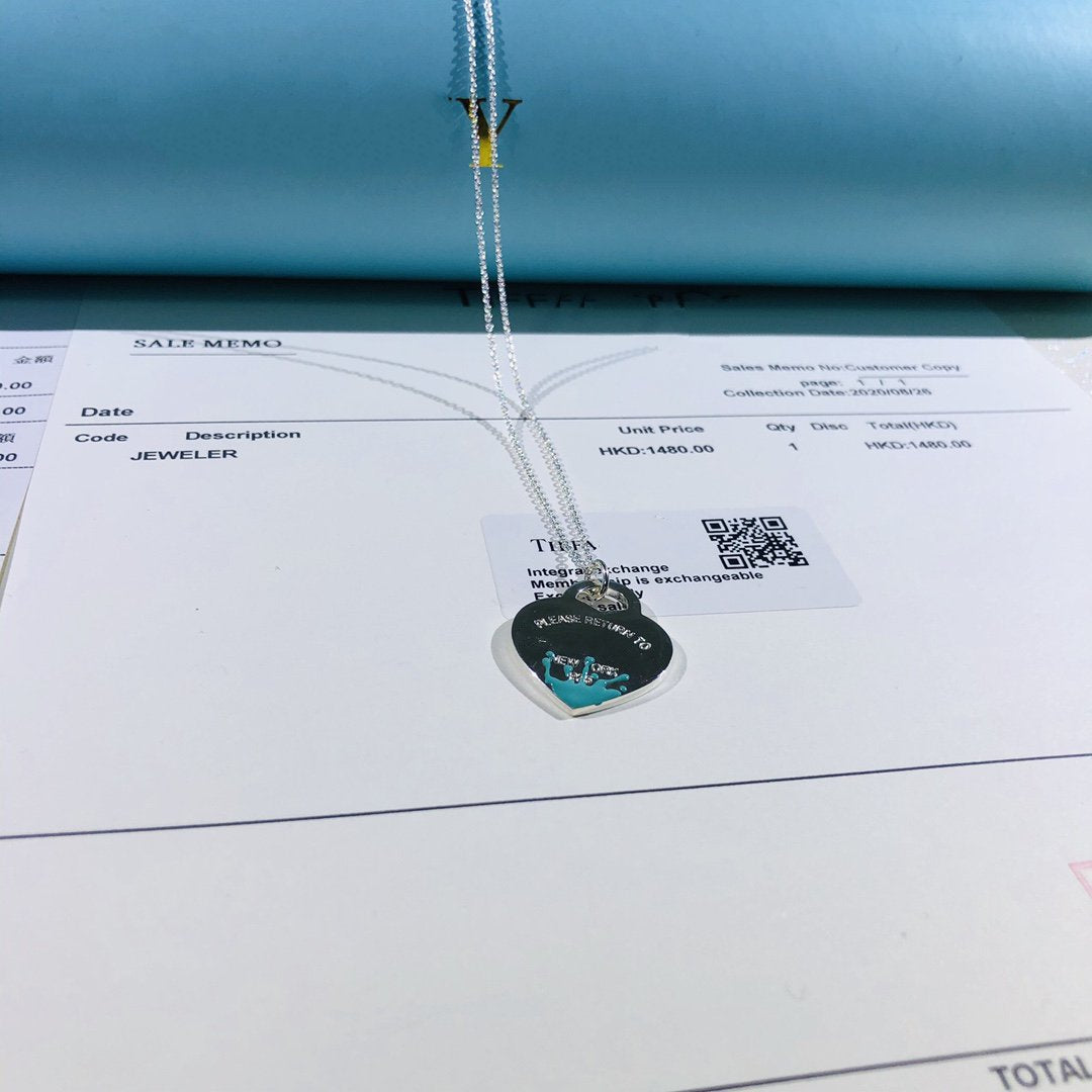 TIFFANY COLOUR HEART SPLASH TAG NECKLACE
