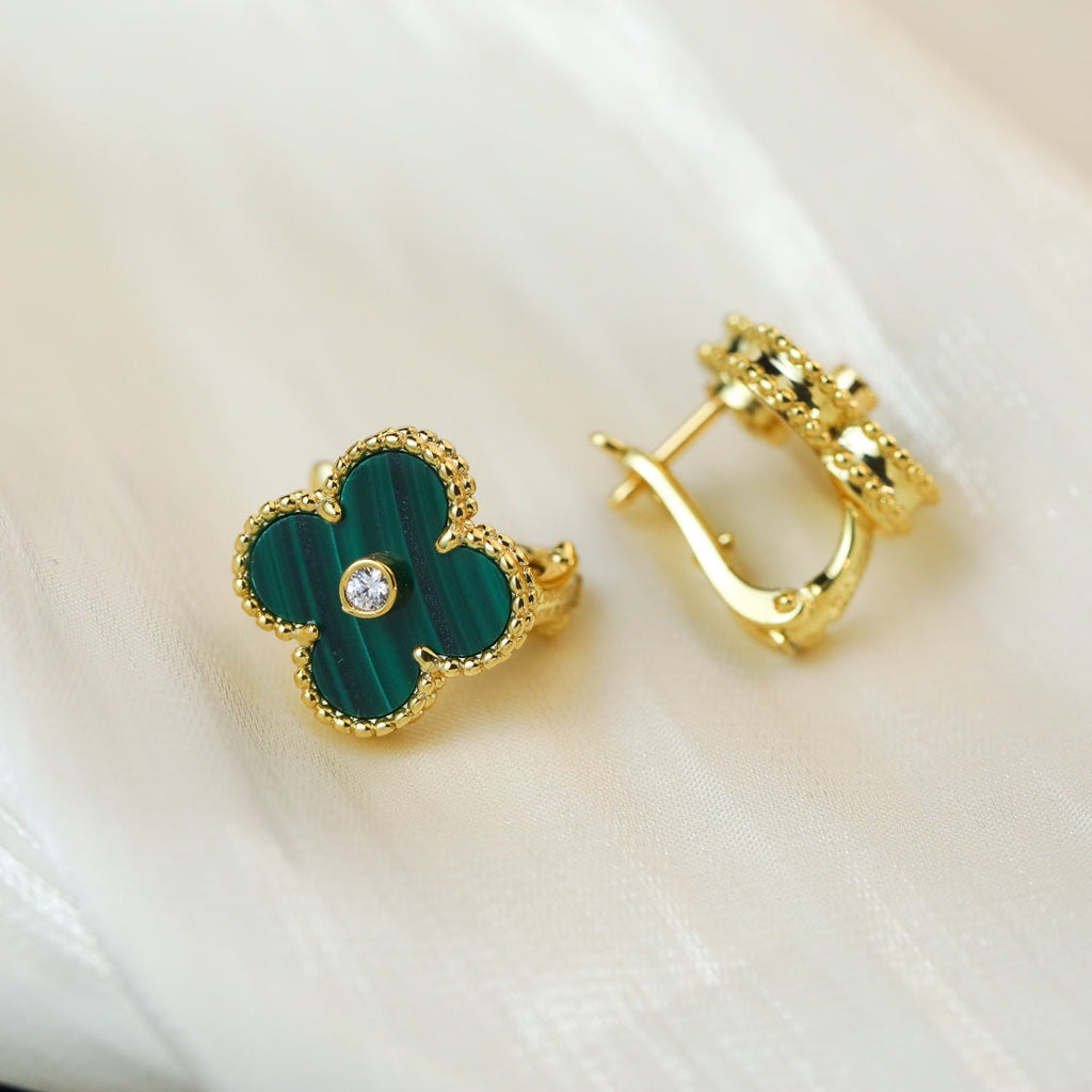 Van Cleef & Arpels CLOVER MALACHITE DIAMOND EARRINGS